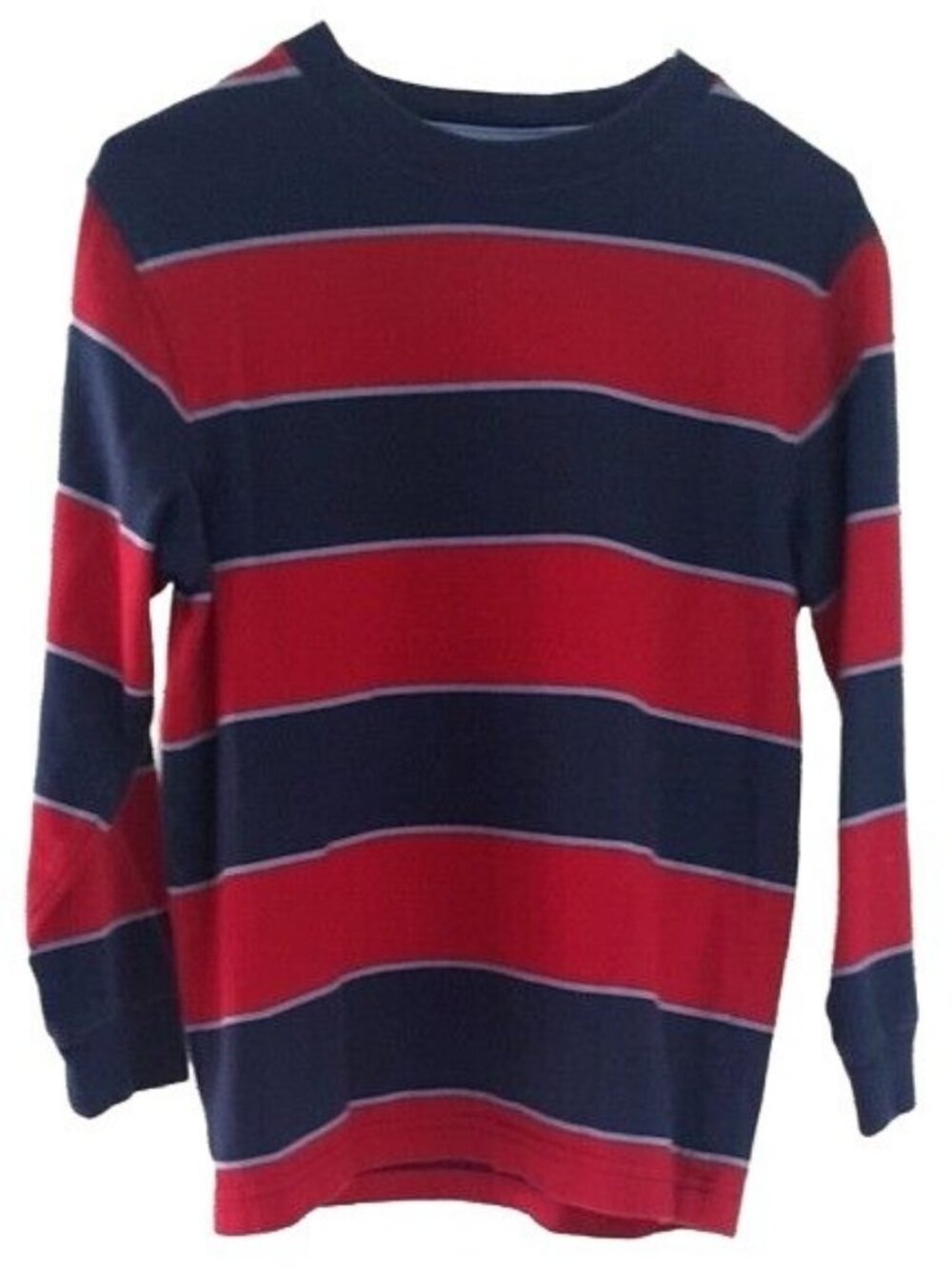 Class Club Boys Rugby Stripe Shirt Red Blue SZ 6 Long Sleeve Pullover Crew Neck